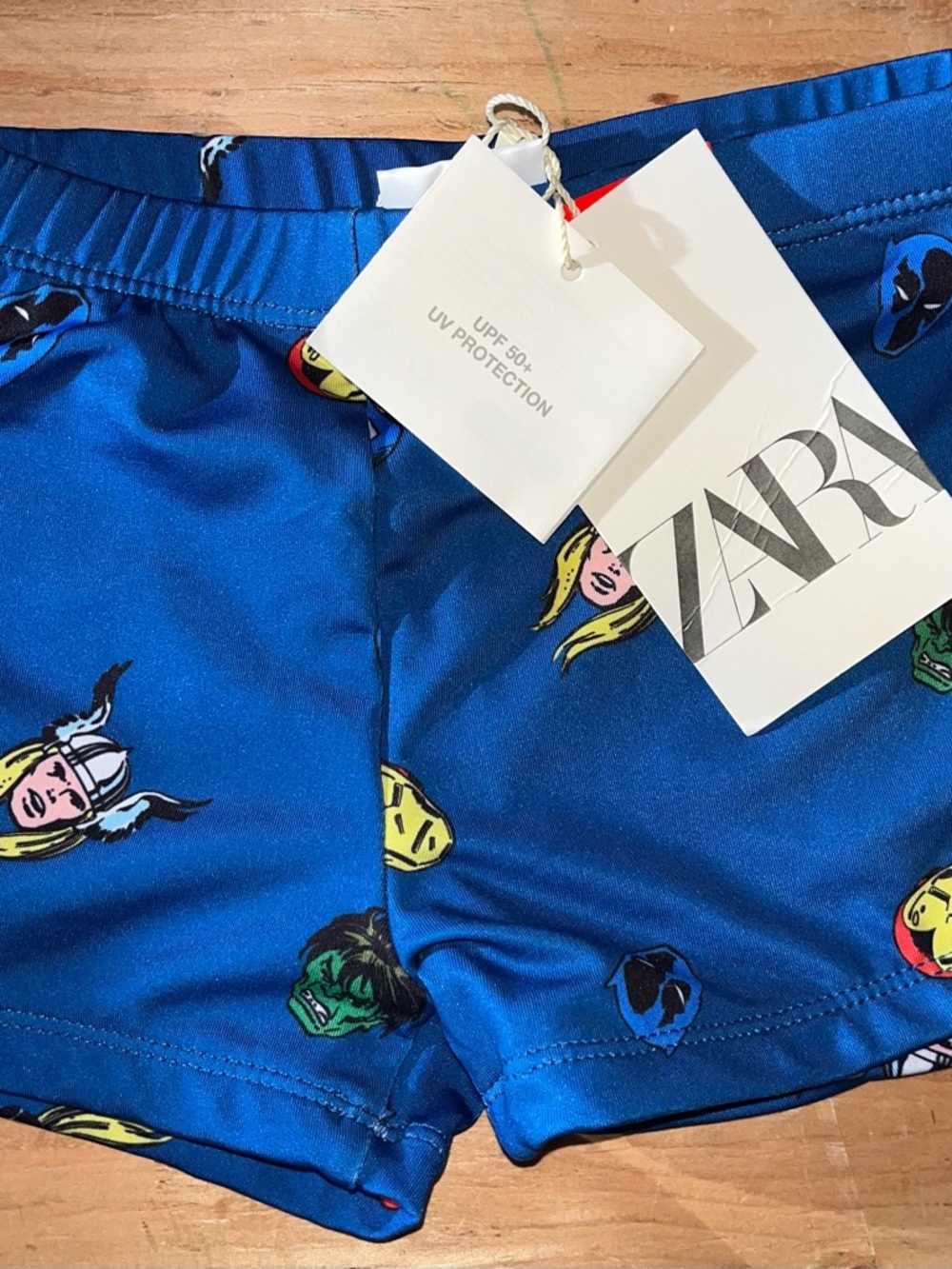 Zara Blue Marvel Faces Swim Trunks
